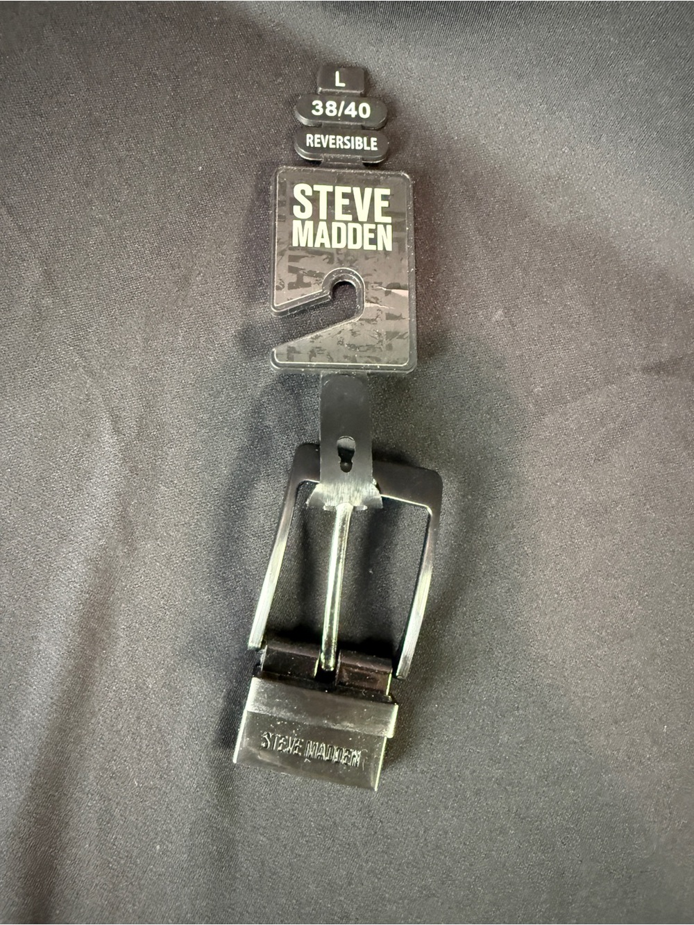 NWT Steve Madden Men's Reversible Black Belt with Polished Buckle